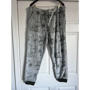 Star Wars Mandalorian Sz XXL Green Fleece Pants, Drawstring Joggers. Baby Yoda